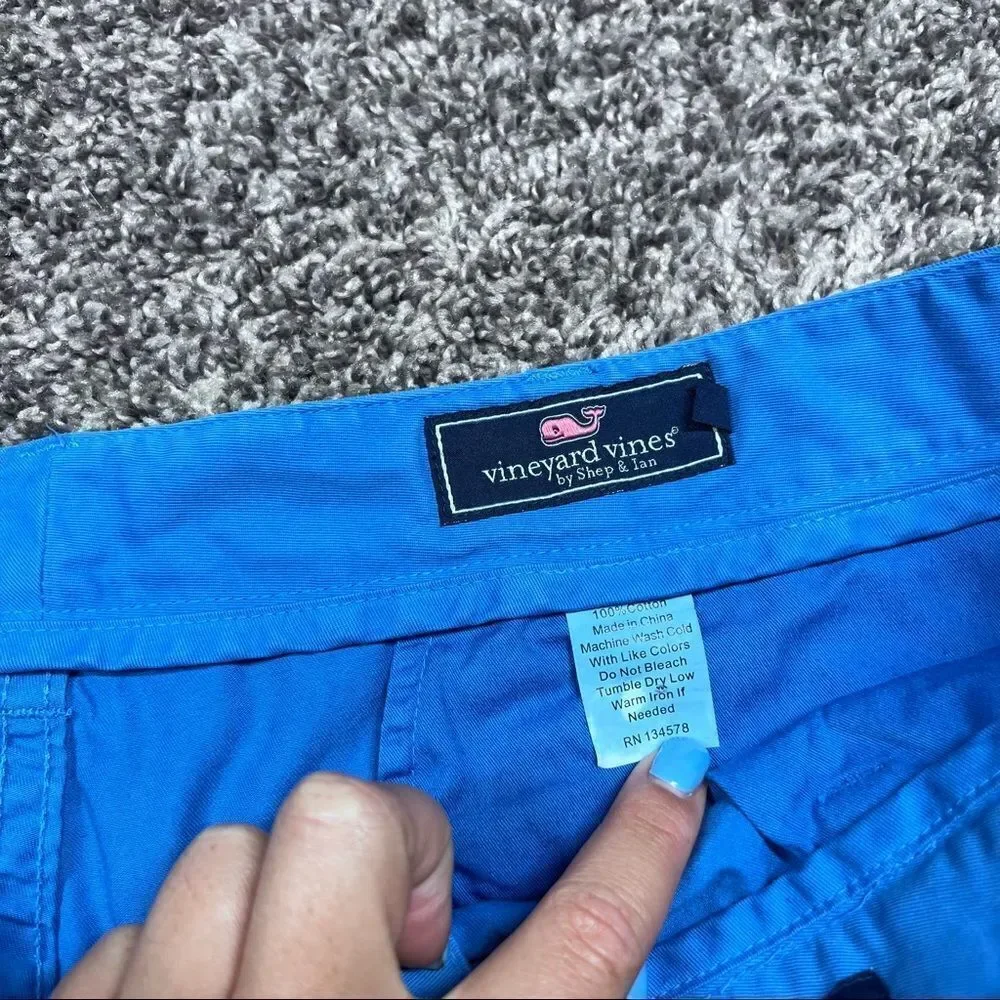 Vineyard Vines Island Shorts Whale Blue Ombre Flat Front Chino Shorts Mens Sz 40